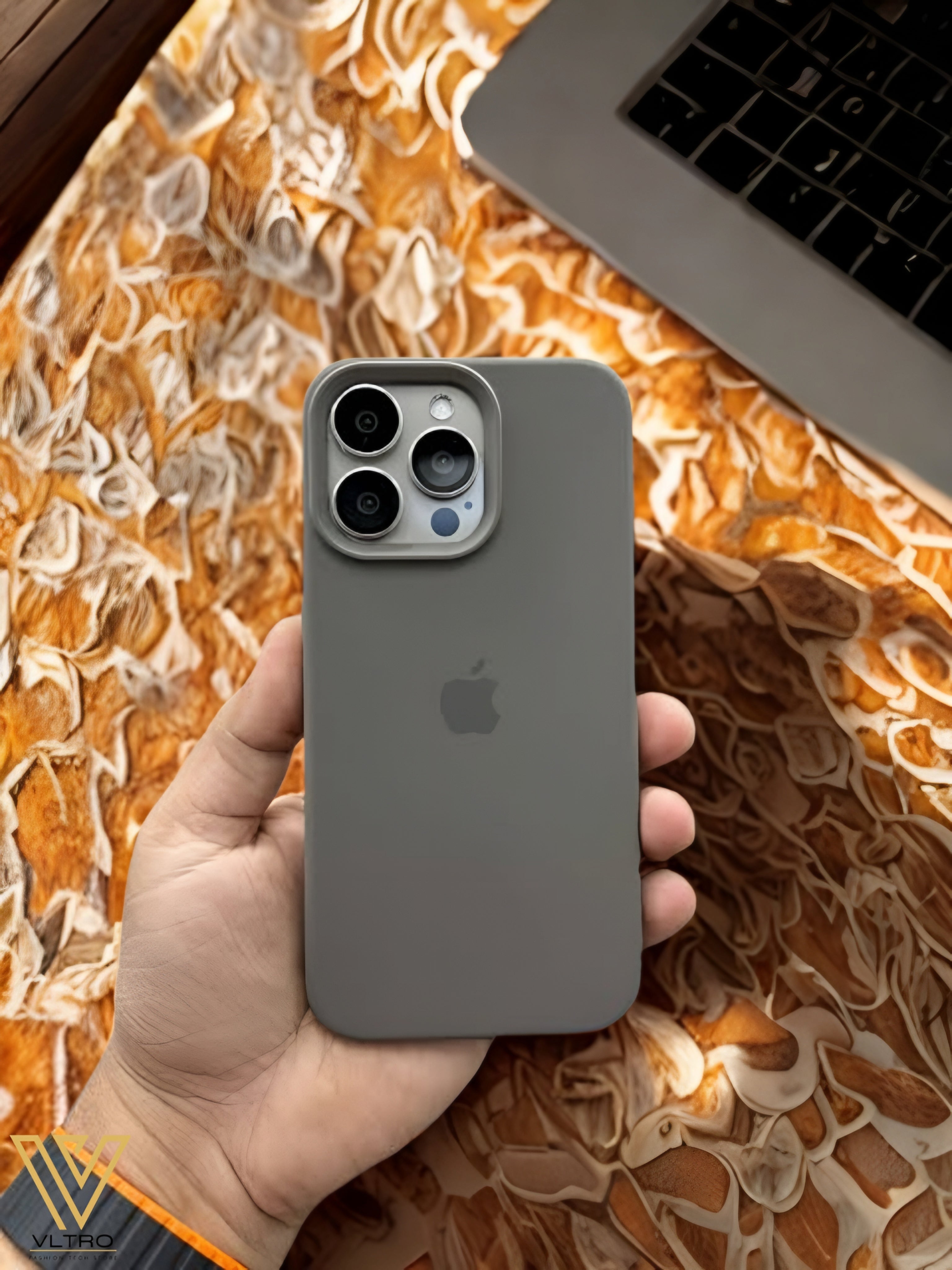 Natural Titanium Silicone iPhone Case – Slim, Stylish & Durable