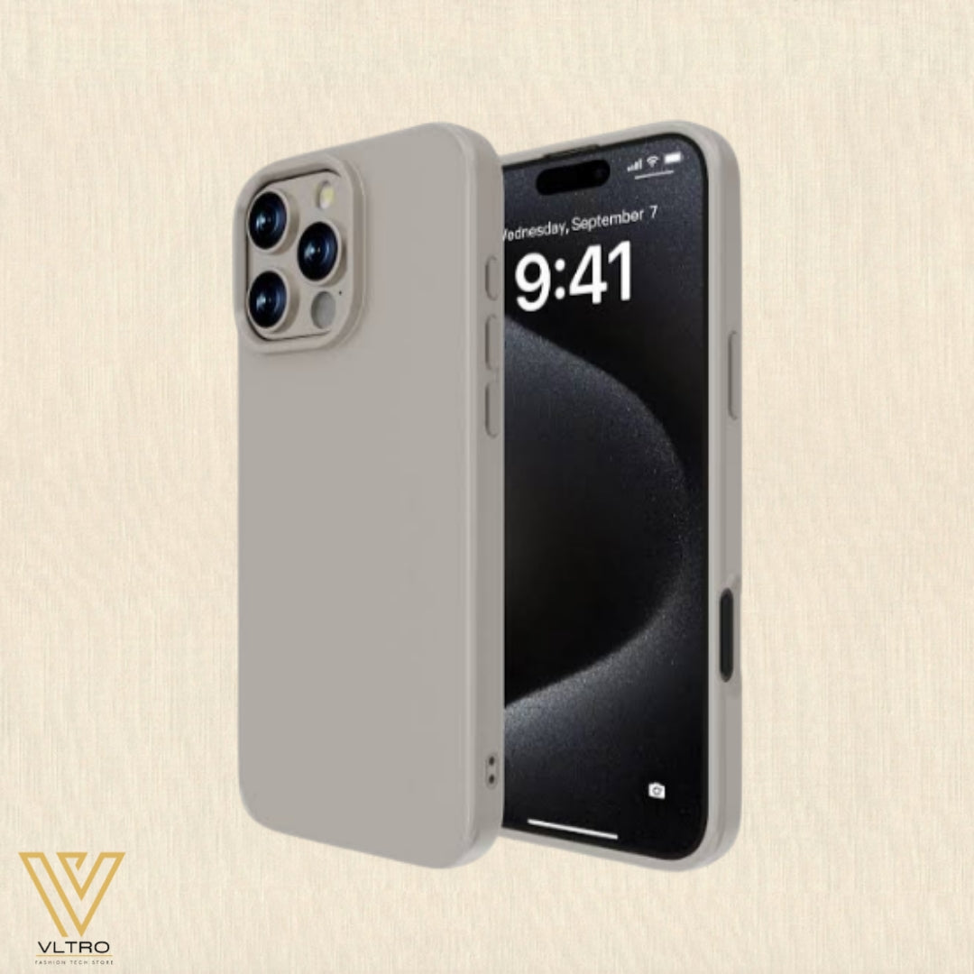 Natural Titanium Silicone iPhone Case – Slim, Stylish & Durable