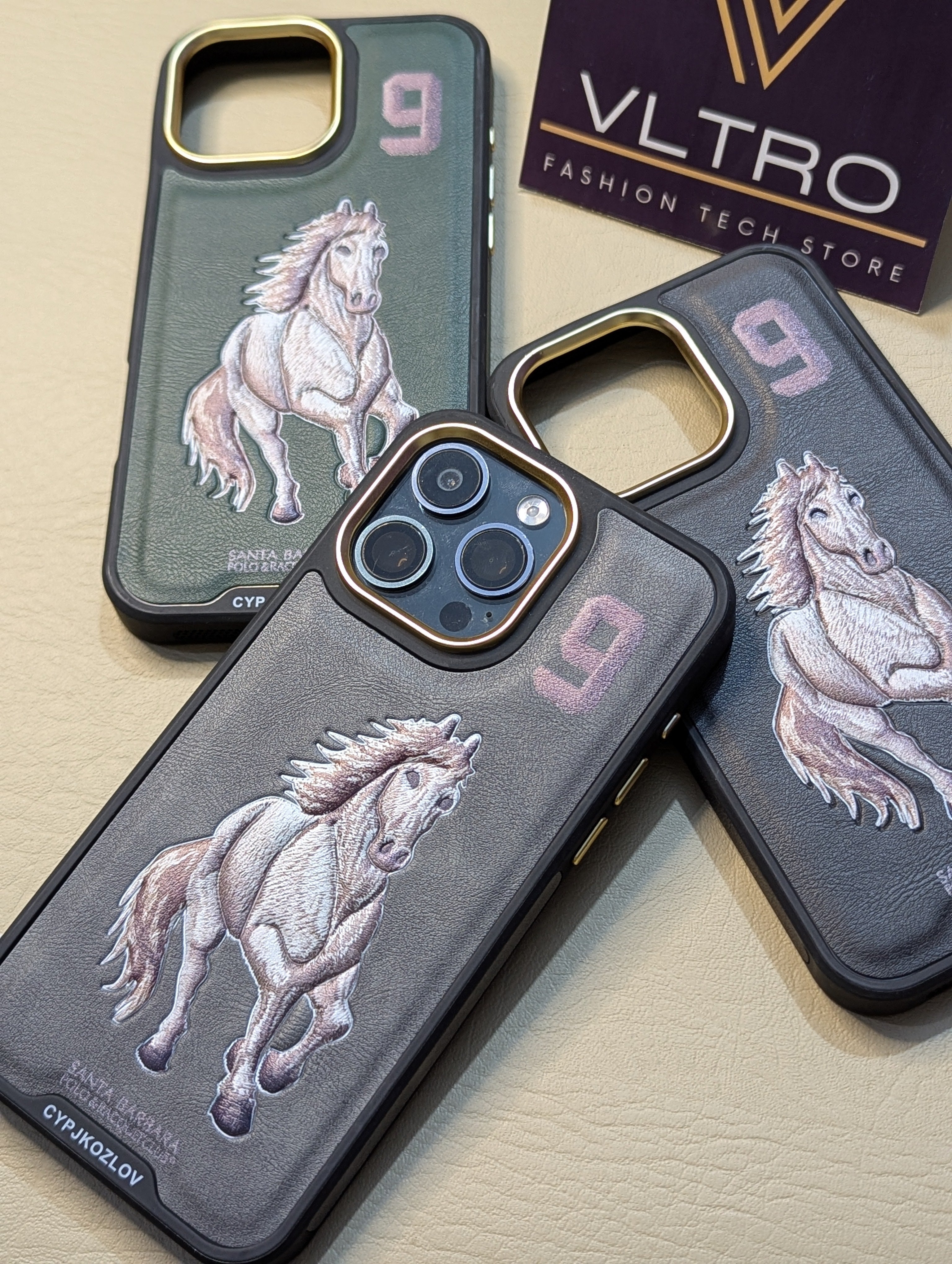 Santa Barbara Polo Club Luxury Horse Embossed Leather I Phone Case