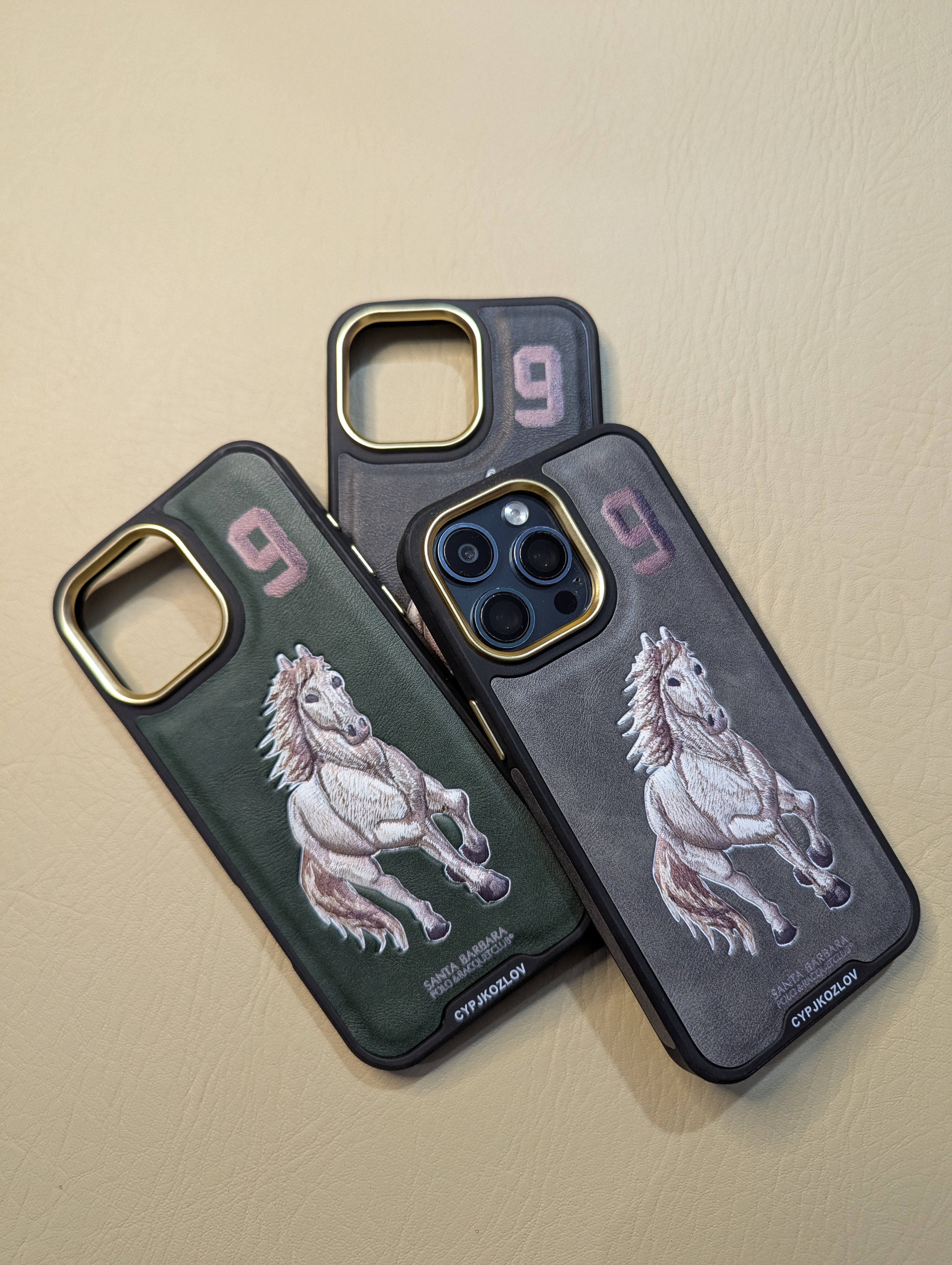 Santa Barbara Polo Club Luxury Horse Embossed Leather I Phone Case
