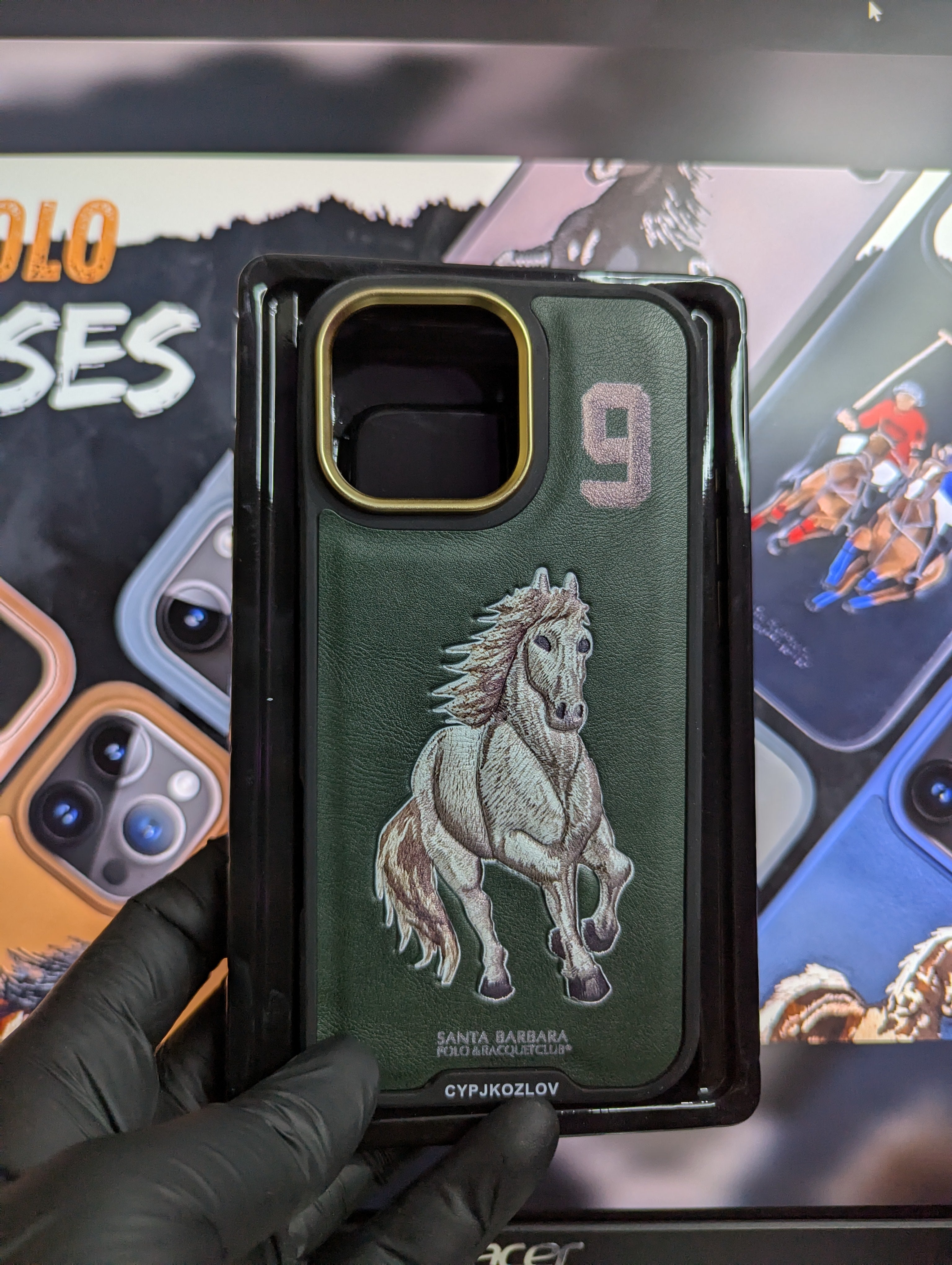 Santa Barbara Polo Club Luxury Horse Embossed Leather I Phone Case
