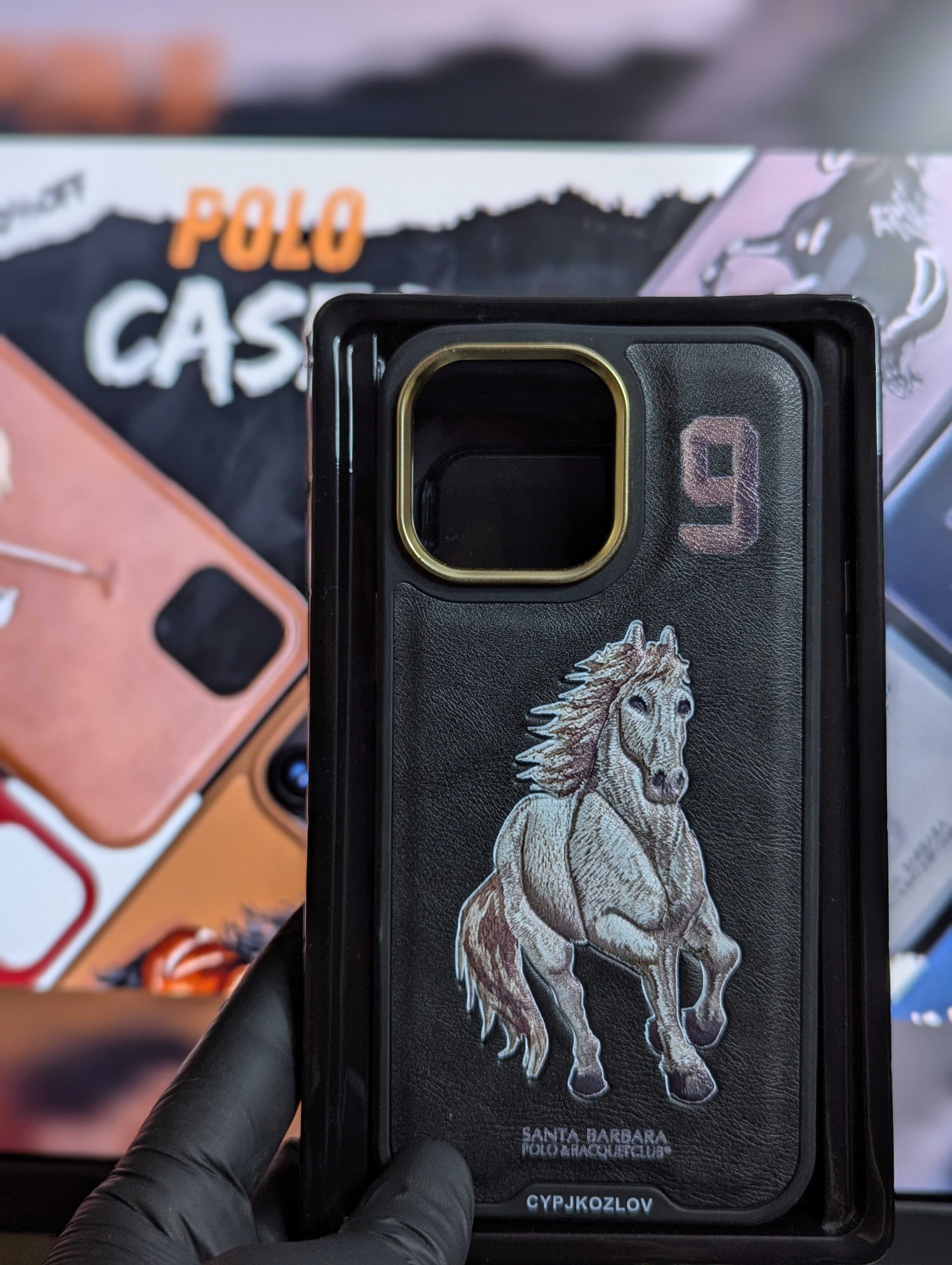 Santa Barbara Polo Club Luxury Horse Embossed Leather I Phone Case