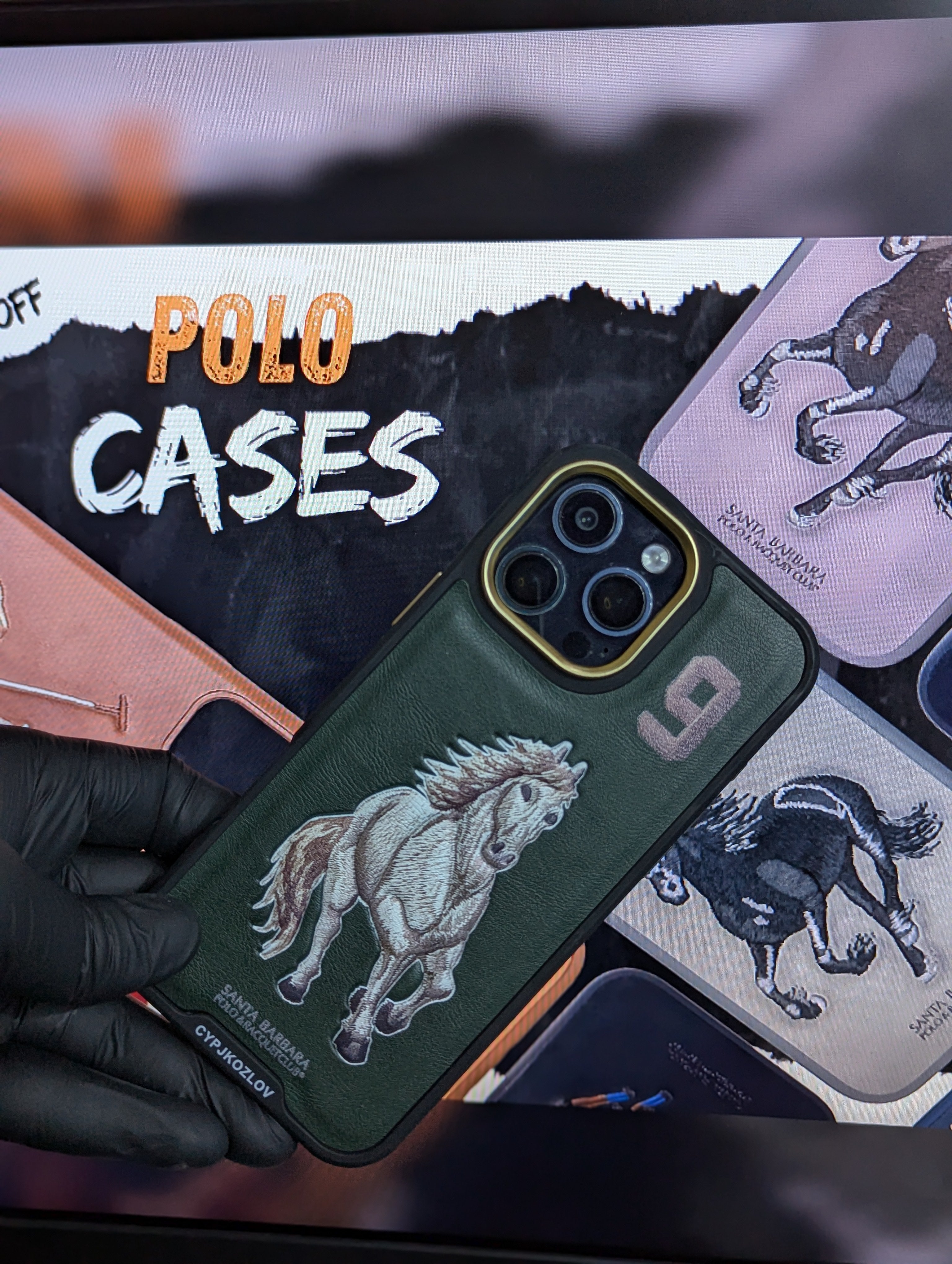 Santa Barbara Polo Club Luxury Horse Embossed Leather I Phone Case